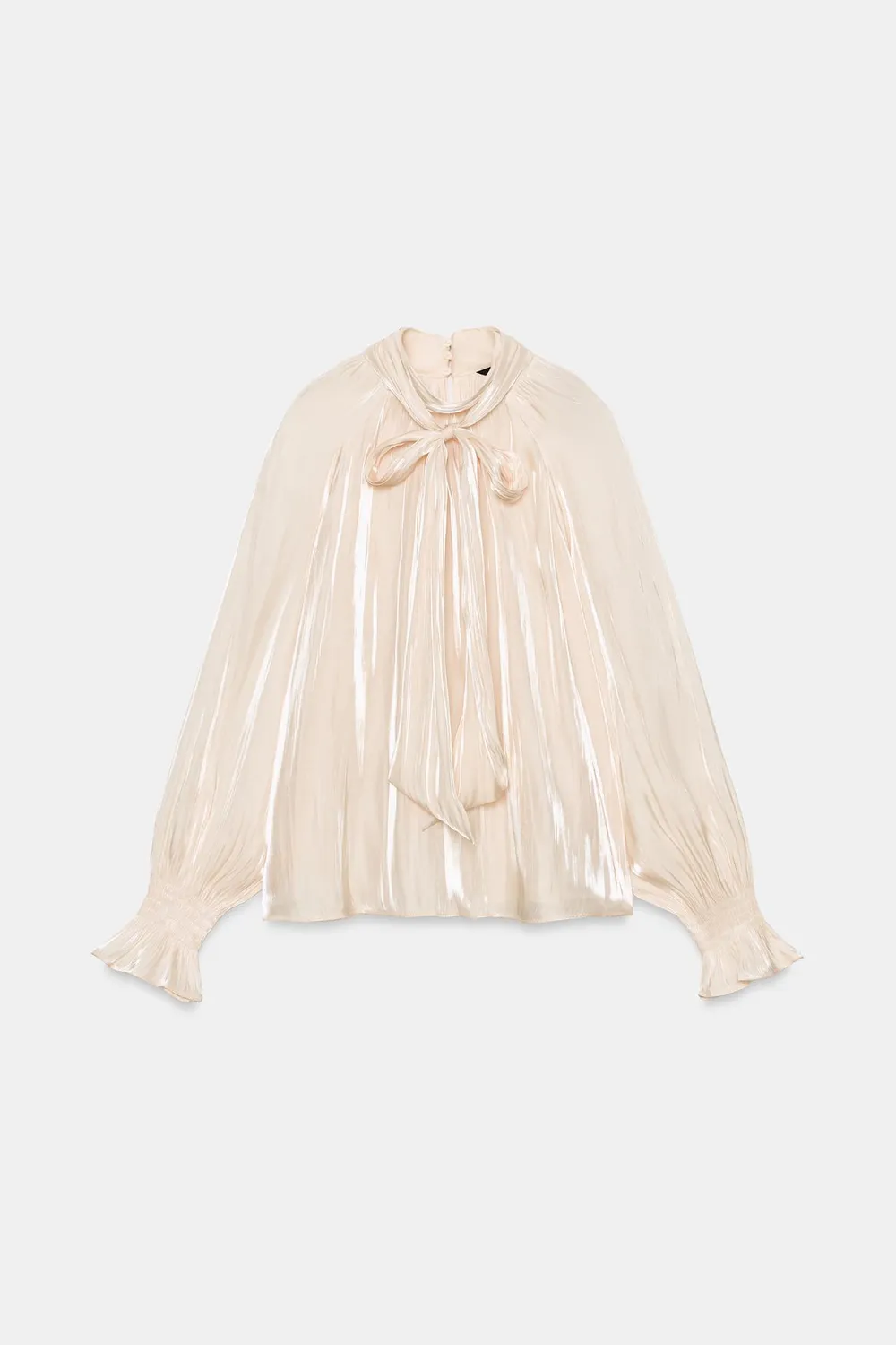 Blouse satinée à noeud - Vanille, Taille M