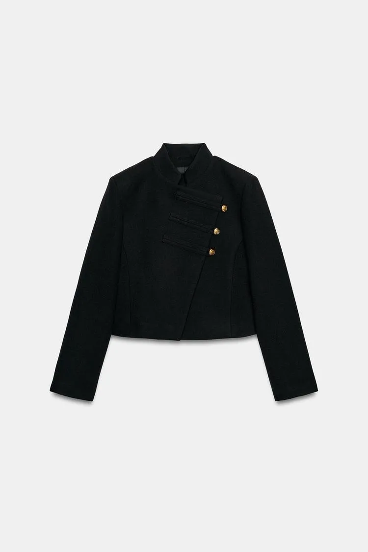 Blouson croisé court - Noir, Tailles du XS au L - photo 4