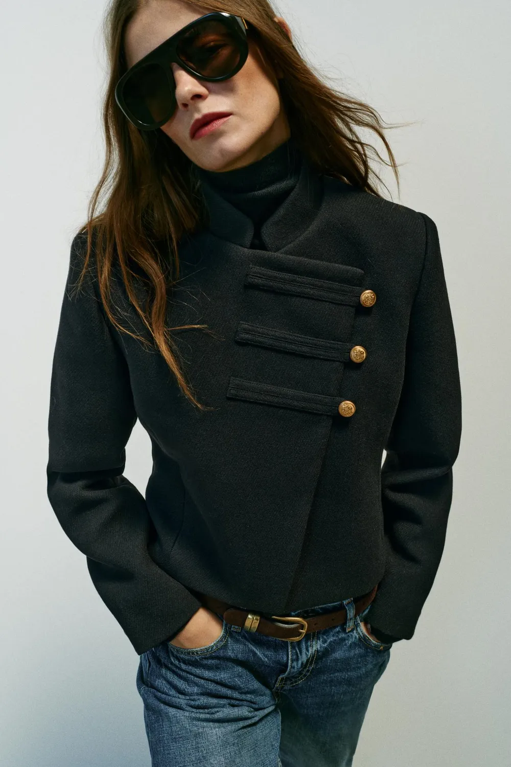 Blouson croisé court - Noir, Tailles du XS au L