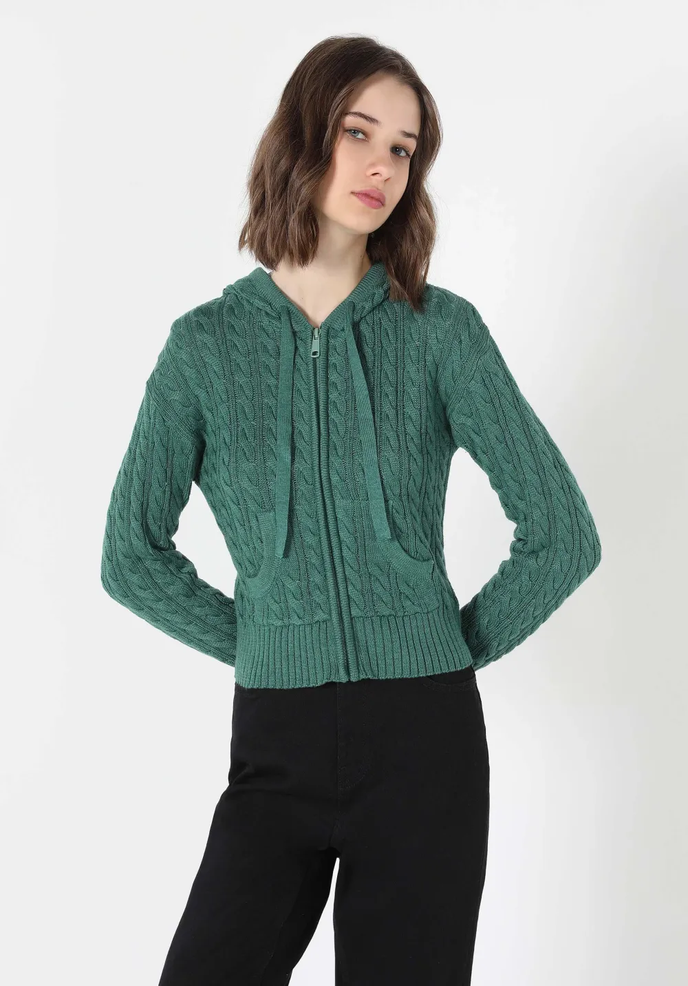 Cardigan Tricot - Vert, Taille XS