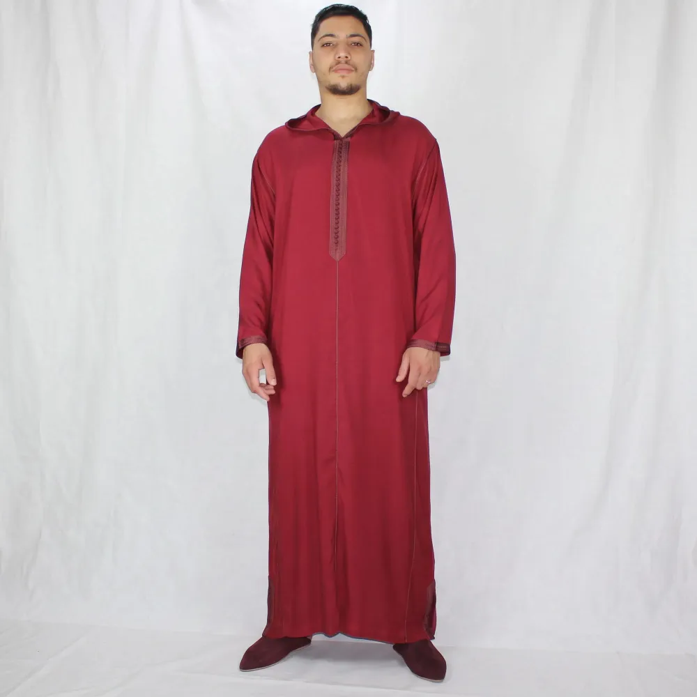 Djellaba en Lin - Grenat, Taille S ou M