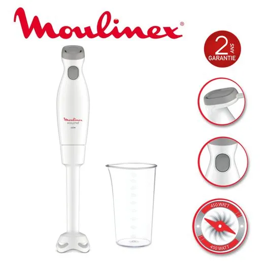 Mixeur plongeant Moulinex Easy Chef DD45A110 PLAS - 450W, 2V, Blanc