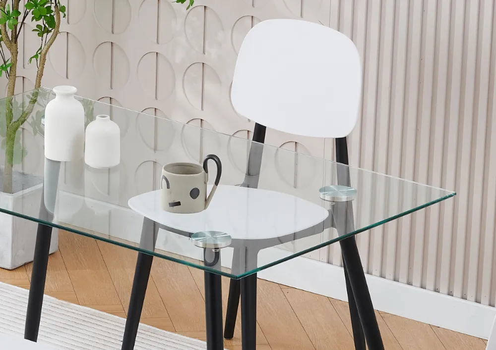 Set Table À Manger Indore + 4 Chaises - Blanc / Noir - photo 3