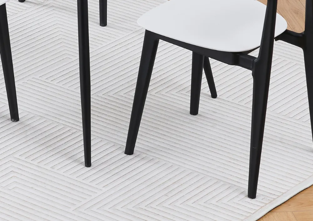 Set Table À Manger Indore + 4 Chaises - Blanc / Noir - photo 4