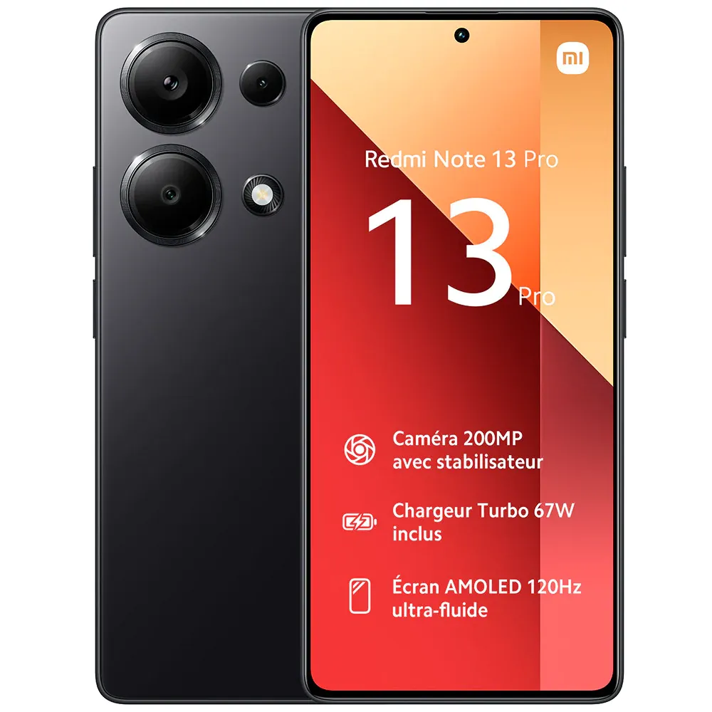 Smartphone Xiaomi Redmi Note 13 PRO - Noir, 256 Go
