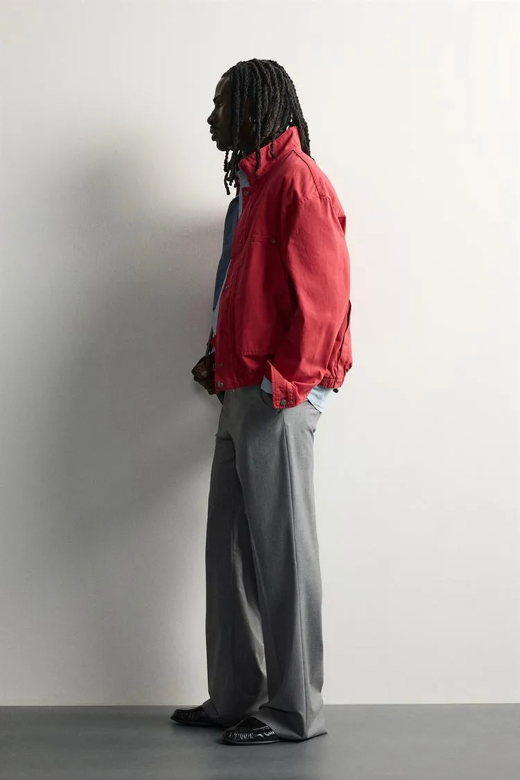 Veste Relaxed Fit Jacket with Metal Fireman Clasps - Rouge, Tailles du S au XL - photo 4