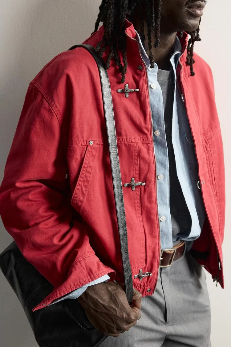 Veste Relaxed Fit Jacket with Metal Fireman Clasps - Rouge, Tailles du S au XL - photo 6